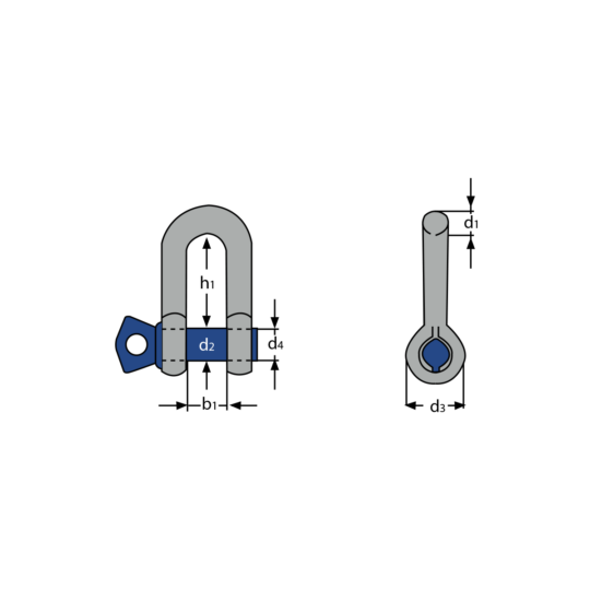 Manille Haute Résistance 7/8" - Capacité 6,5 Tonnes - Galvanisée Avec Boulon Laqué - Pour Levage Et Gréement
